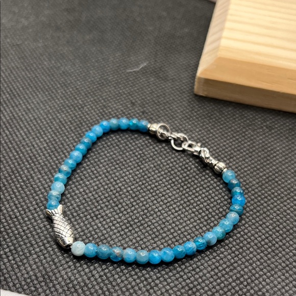 Turquoise Blue Beaded Bracelet with Silver Accent - Women Jewelry - Picture 3 of 4